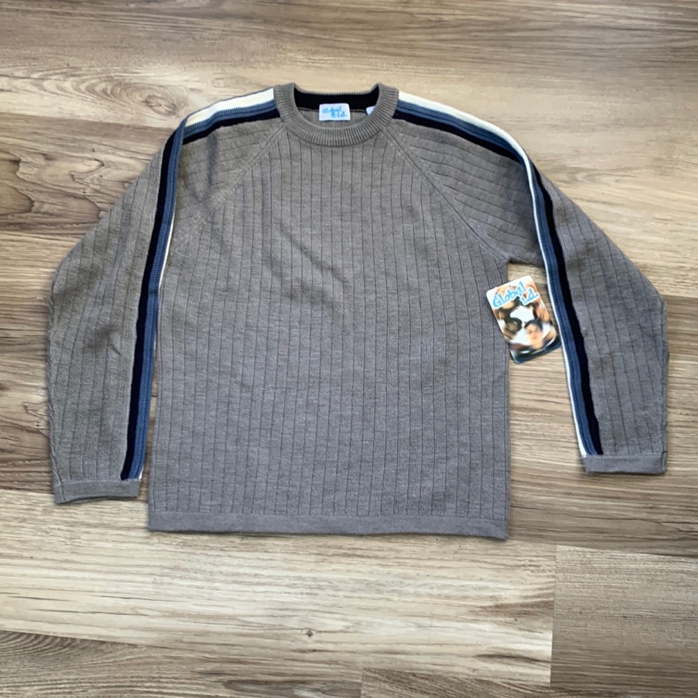 Knit Sweater Boys By Global ID small  8-10 Dress Dressy Sporty Grey New Vintage